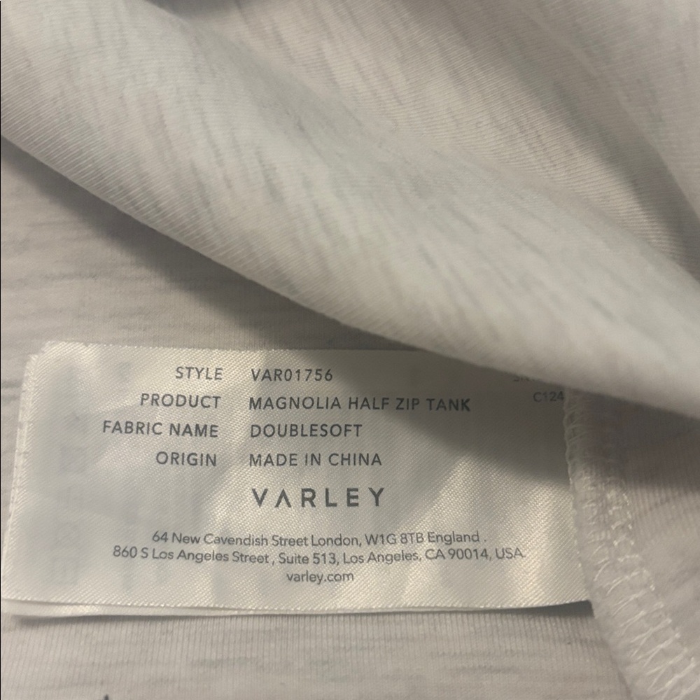 Varley Magnolia Half-Zip Tank Top ivory SZ L double soft hold zipper athleisure - Picture 5 of 10
